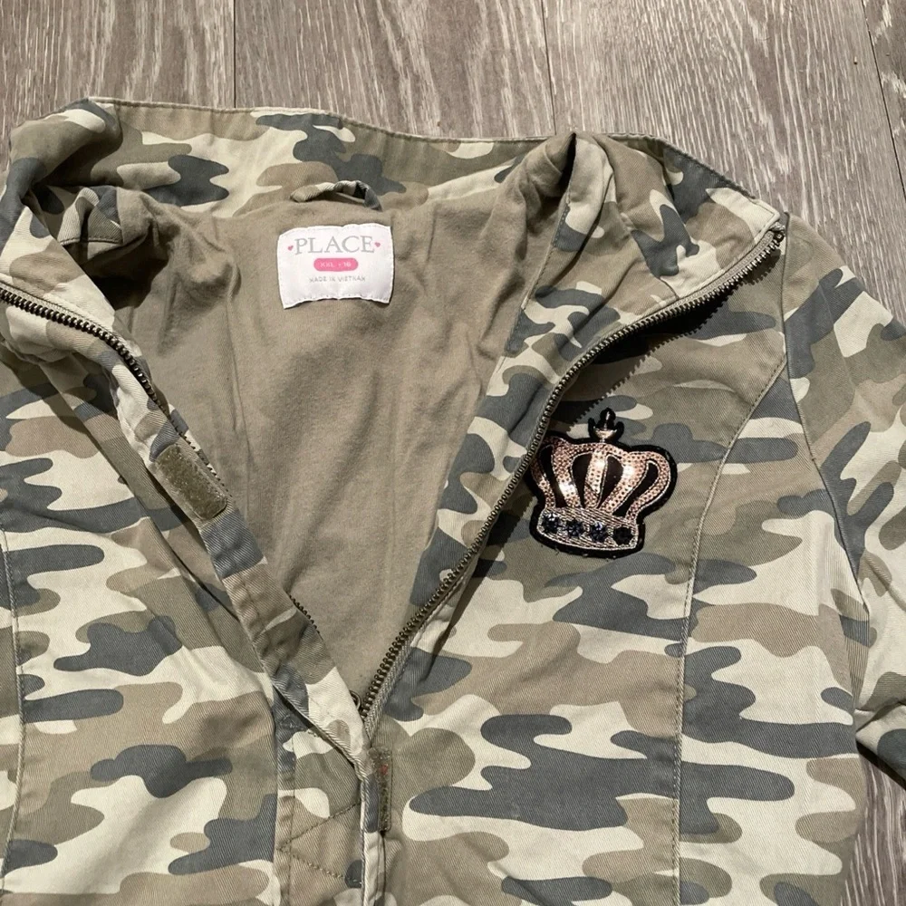 The Children's Place Camouflage Jacket with Crown Patch